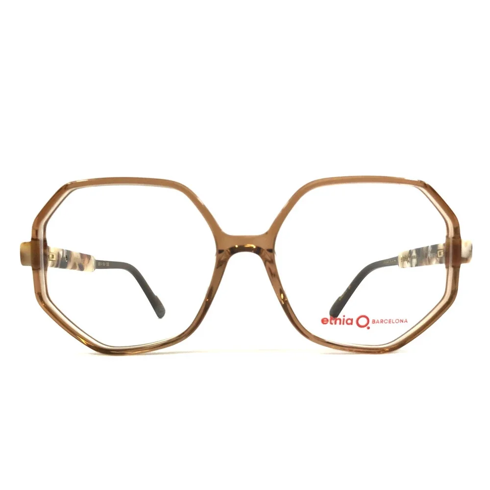 Etnia Barcelona Eyeglasses Frames STELE BE Beige Clear Brown Heptagon 56-16-138